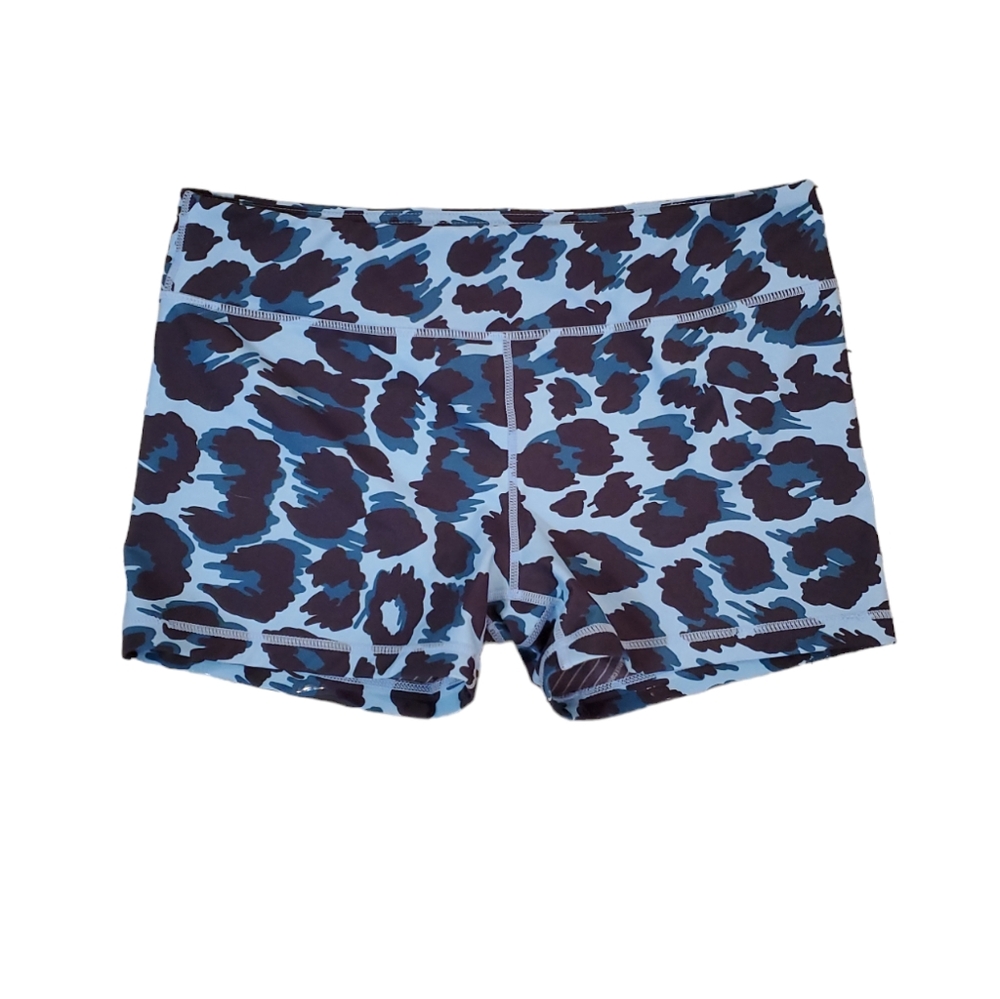 IAB MFG Women's Blue Leopard Workout Crossfit Training‎ Shorts Size 14
